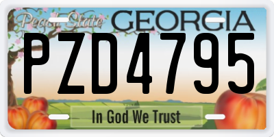 GA license plate PZD4795