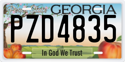 GA license plate PZD4835