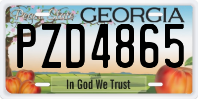 GA license plate PZD4865