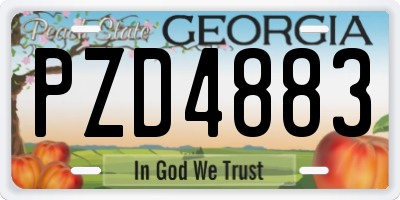 GA license plate PZD4883
