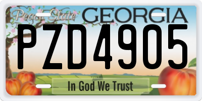 GA license plate PZD4905