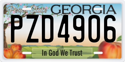 GA license plate PZD4906