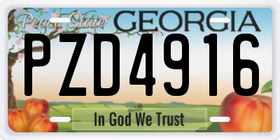 GA license plate PZD4916
