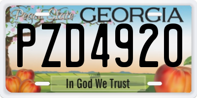GA license plate PZD4920