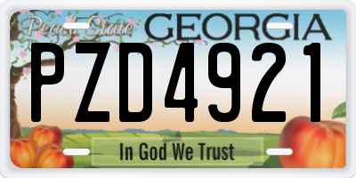 GA license plate PZD4921