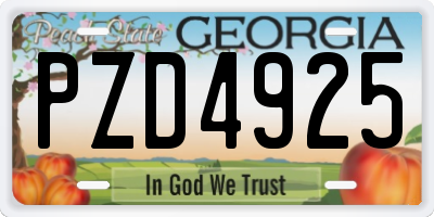 GA license plate PZD4925