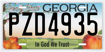 GA license plate PZD4935