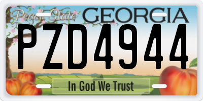 GA license plate PZD4944