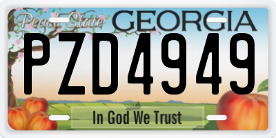 GA license plate PZD4949
