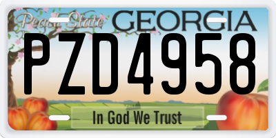 GA license plate PZD4958