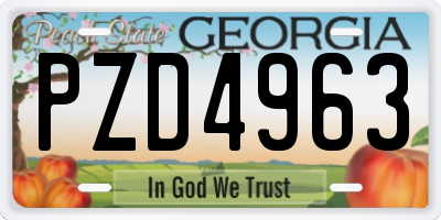 GA license plate PZD4963