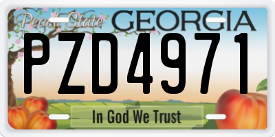 GA license plate PZD4971