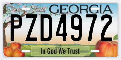 GA license plate PZD4972