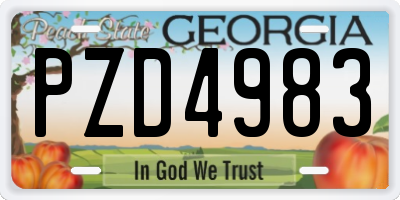 GA license plate PZD4983