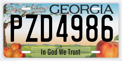 GA license plate PZD4986