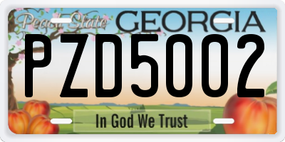 GA license plate PZD5002