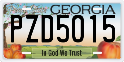 GA license plate PZD5015