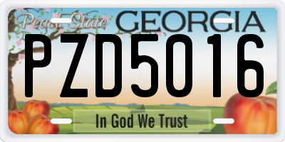 GA license plate PZD5016