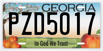 GA license plate PZD5017