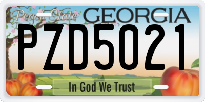 GA license plate PZD5021