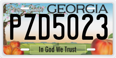 GA license plate PZD5023