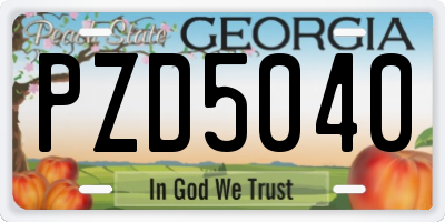 GA license plate PZD5040
