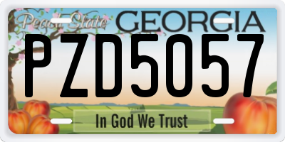GA license plate PZD5057