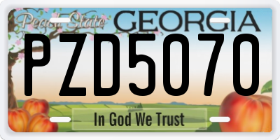 GA license plate PZD5070