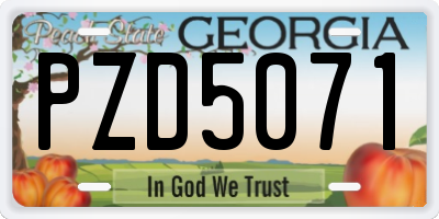 GA license plate PZD5071