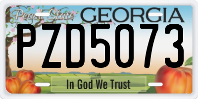GA license plate PZD5073
