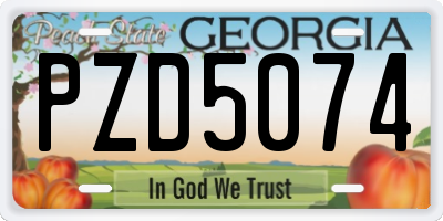 GA license plate PZD5074