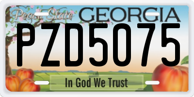 GA license plate PZD5075