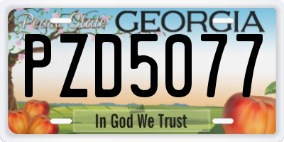 GA license plate PZD5077