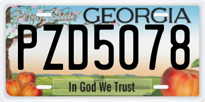GA license plate PZD5078