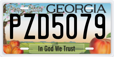 GA license plate PZD5079