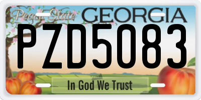 GA license plate PZD5083