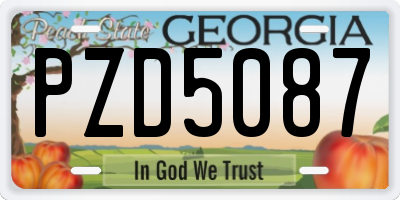 GA license plate PZD5087