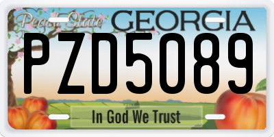 GA license plate PZD5089