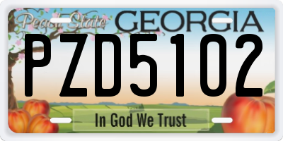 GA license plate PZD5102