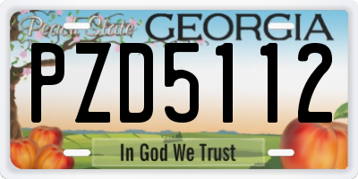 GA license plate PZD5112