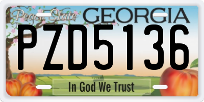 GA license plate PZD5136