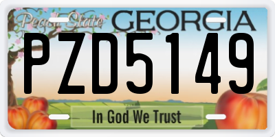 GA license plate PZD5149