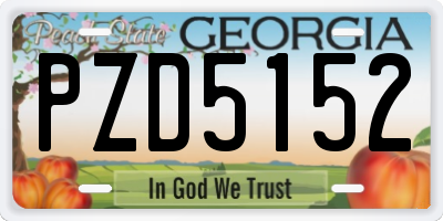 GA license plate PZD5152