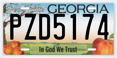 GA license plate PZD5174