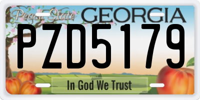 GA license plate PZD5179