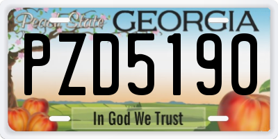 GA license plate PZD5190