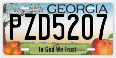 GA license plate PZD5207