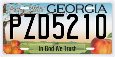 GA license plate PZD5210