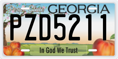 GA license plate PZD5211