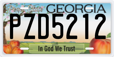 GA license plate PZD5212